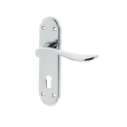 Henley Suite Door Handle on Lockplate Polished Chrome - By Frelan Hardware - JV190PC