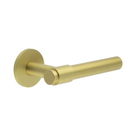 CR-103 Satin Brass Sprung Round Rose Door Handle - By Frelan Hardware - CR-103A1SB