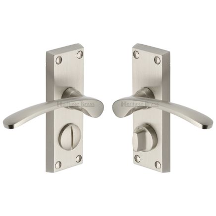 Heritage Brass Door Handle for Privacy Set Sophia Short Design Satin Nickel finish