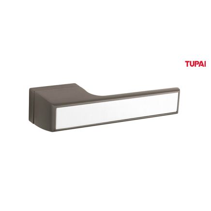 Tupai Rapido VersaLine Tobar Lever Door Handle on Long Rose - Satin Stainless Steel Decorative Plate - Titanium