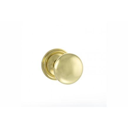 Old English Harrogate Solid Brass Mushroom Mortice Knob on Concealed Fix Rose - Polished Brass