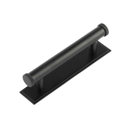 Hoxton Wenlock Cabinet Handles 96mm Ctrs Stepped Backplate Matt Black - By Frelan Hardware - HOX-150MB-6050MB