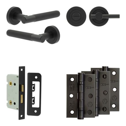 Complete Venice Door Handle Pack - Bathroom - Black - By Frelan Hardware - JE-F5B2-MB