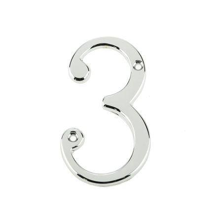 Jedo 75mm Screw Fix Numerals Polished Chrome No. 3 - By Frelan Hardware - JNPC-3
