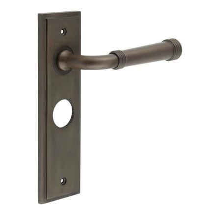 Highgate Door Handle Bathroom Backplate Dark Bronze - By Frelan Hardware - BUR35KIT88