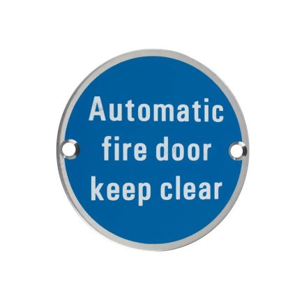 Zoo Hardware Automatic Fire Door Keep Clear - 76mm dia - Satin Stainless