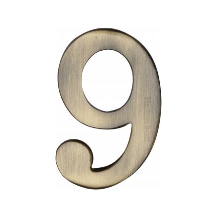 Heritage Brass Numeral 9 Self Adhesive 51mm (2") Antique Brass finish