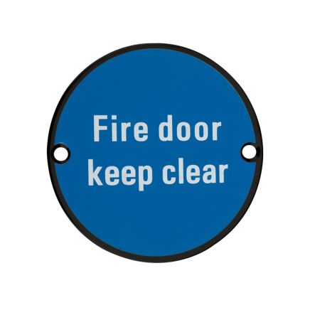 Zoo Hardware Fire Door Keep Clear - 76mm dia - Black