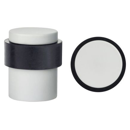 Zoo Hardware Door Stop Floor Mounted - Round Collared Flat Top 35mm dia - White
