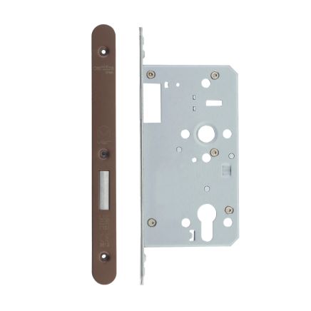 Zoo Hardware Din Euro Deadlock- Backset 60mm - 2 Pc Forend - Radius - PVDBZ- Single Throw - Bronze