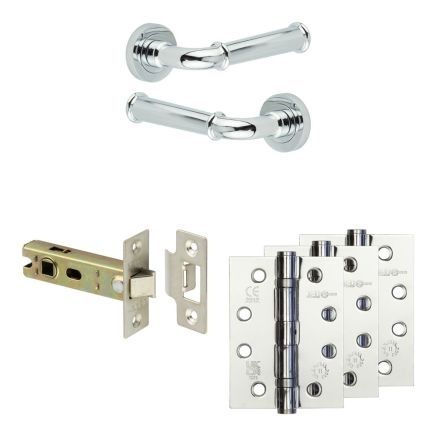 Complete Classic Door Handle Pack - Internal Doors - Polished Chrome - 76mm / 4-inch Hinges - JE-A3A-PC