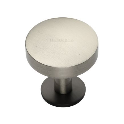 Heritage Brass Cabinet Knob Domed Disc Design with Rose 32mm Matt Bronze/Satin Nickel finish