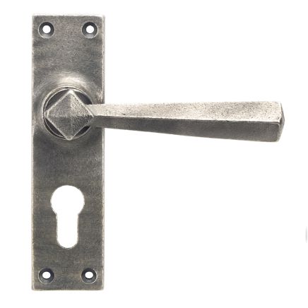 Antique Pewter Straight Lever Euro Lock Set