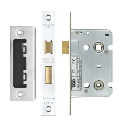 Zoo Hardware Bathroom Lock 2.5" - 57mm c/c - Polished Stainless