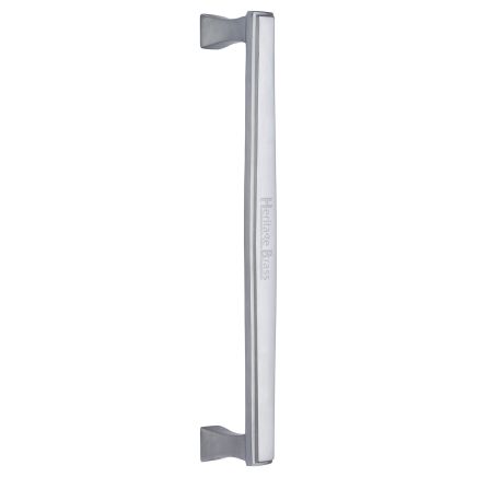 Heritage Brass Door Pull Handle Deco Design 305mm Satin Chrome Finish