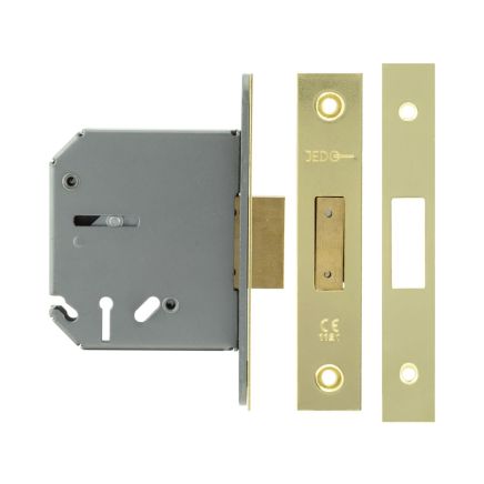 Jedo 3 Lever Deadlocks 76mm Polished Brass - By Frelan Hardware - JL1093PB