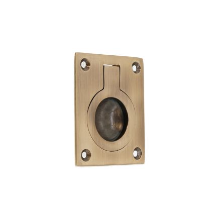 Ring Pull Square Flush Antique Brass