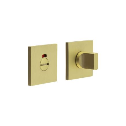 CR-802 Satin Brass Thumb Turn & Lock Square Rose w/ Indicator - By Frelan Hardware - CR-802BK7SB