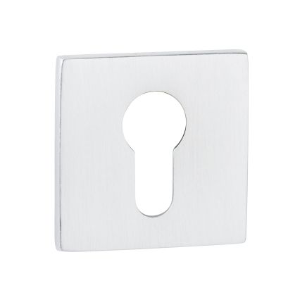 Tupai Rapido 5S Line Euro Escutcheons on 5mm Slimline Square Rose - White (Pair)