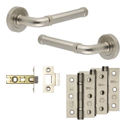 Complete Midtown Door Handle Pack - Internal Doors - Satin Nickel - 64mm / 3-inch Hinges - JE-G1B-SN