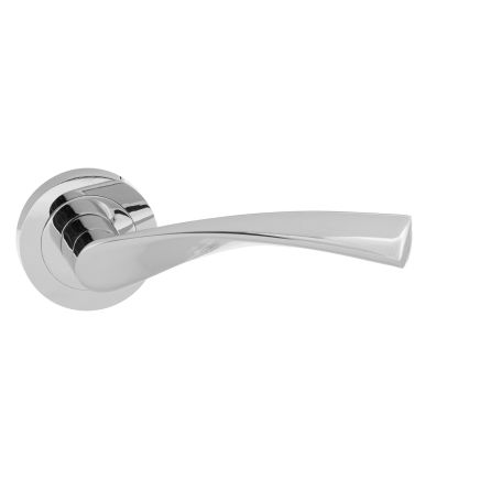 Eco Aqua Aluminium Lever Door Handle on Round Rose - Polished Chrome