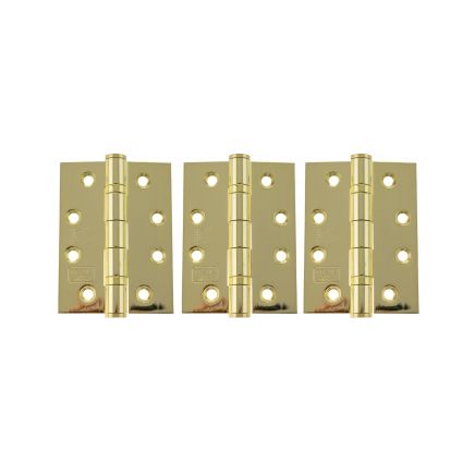 Atlantic Ball Bearing Hinges Grade 13 Fire Rated 4" x 3" x 3mm - Polished Brass (Set of 3)