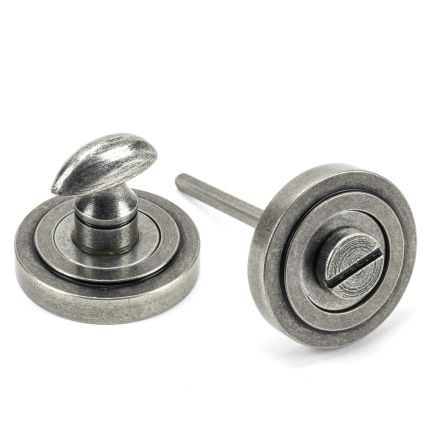 Pewter Round Thumbturn Set (Art Deco Rose)