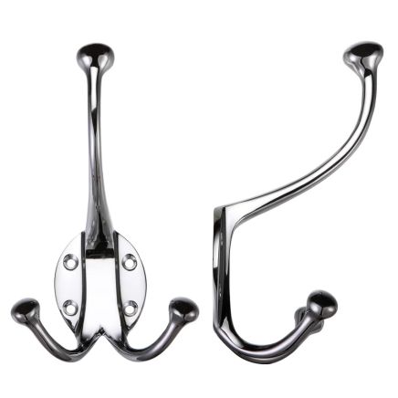 Zoo Hardware Double Hat and Coat Hook - Polished Chrome