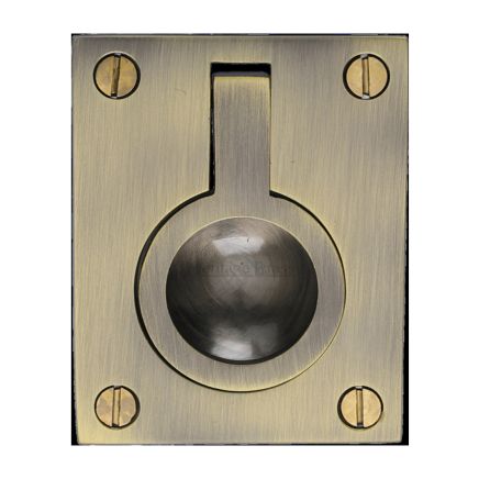 Heritage Brass Cabinet Pull Flush Ring Design 50mm Antique Brass finish