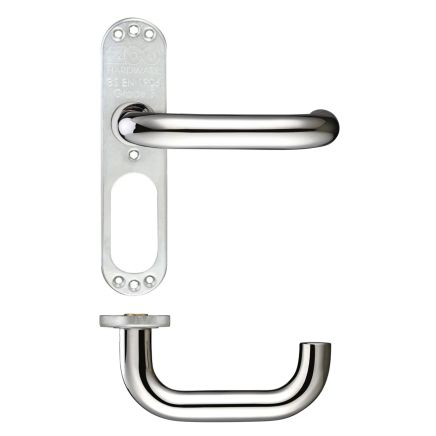 Zoo Hardware 19mm Tubular Return to Door Lever on Inner Plate/Short Plate - Polished Stainless