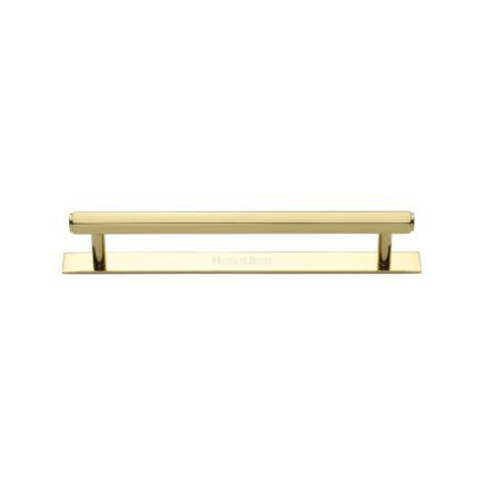 Heritage Brass Cabinet Pull Hexagonal Design with Plate 128mm CTC Polished Brass Finish