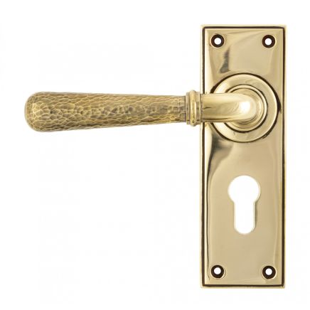 Aged Brass Hammered Newbury Lever Euro Set