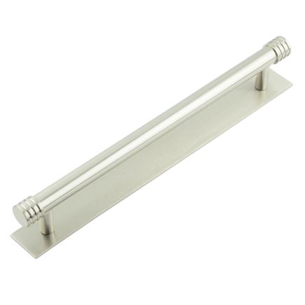 Hoxton Sturt Cabinet Handles 224mm Ctrs Plain Backplate Satin Nickel - By Frelan Hardware - HOX-460SN-5060SN