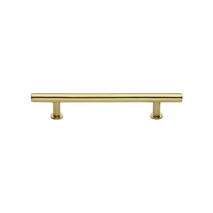 Heritage Brass Cabinet Pull T-Bar Design with 16mm Rose 128mm CTC Polished Brass Finish