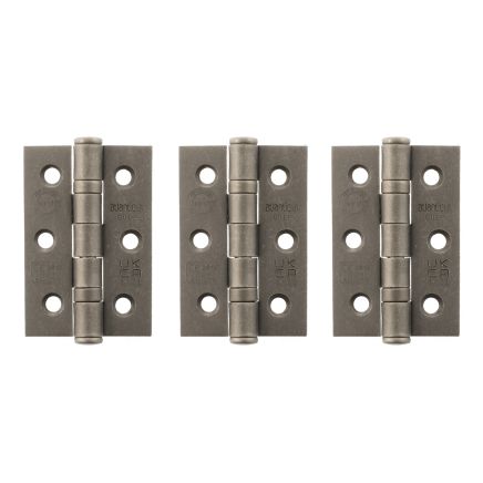 Atlantic CE Fire Rated Grade 7 Ball Bearing Hinges 3" x 2" x 2mm set of 3 - Distressed Silver