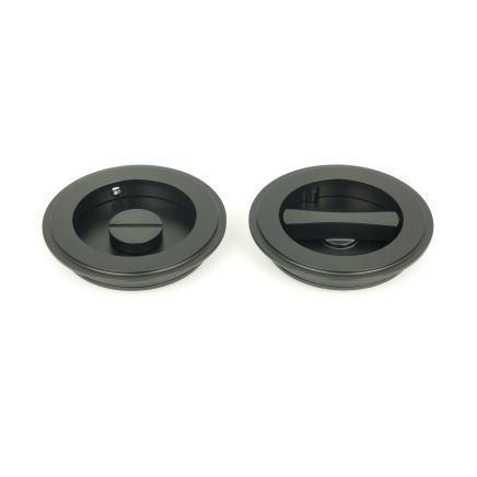 Matt Black 75mm Art Deco Round Pull - Privacy Set