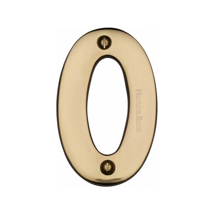 Heritage Brass Numeral 0 Face Fix 76mm (3") Polished Brass finish
