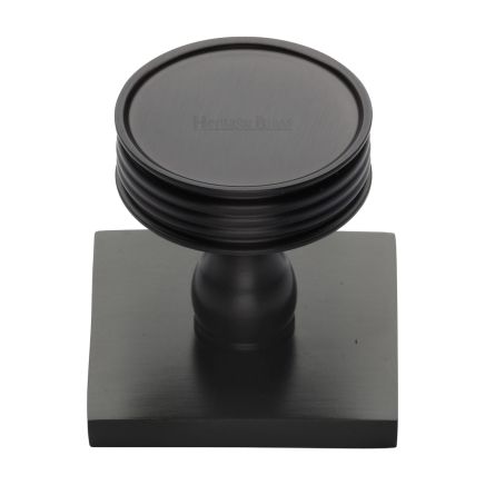 Heritage Brass Cabinet Knob Venetian Design with Square Backplate 32mm Matt Bronze finish