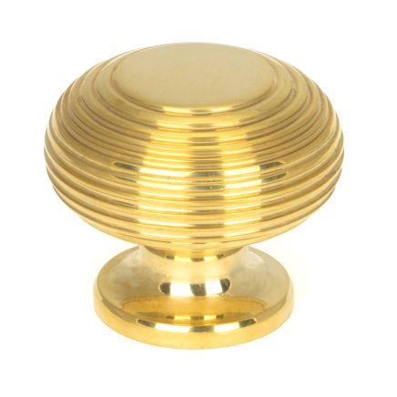 Polished Brass Beehive Cabinet Knob 40mm