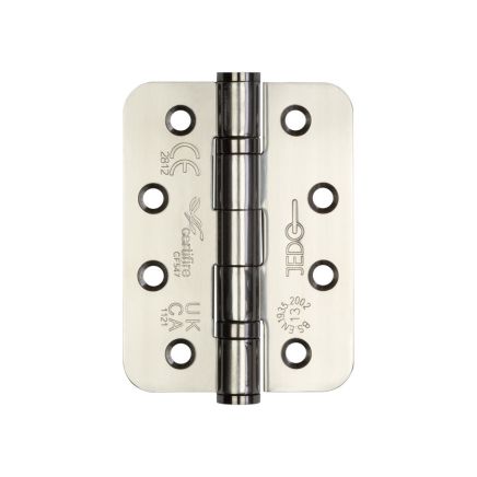 Jedo Stainless Steel Grade 13 Radiused Ball Bearing Hinges - 102x76x3mm - Polished Stainless Steel - Pair - J9500RPSS