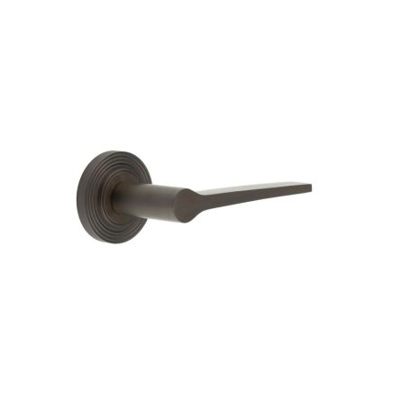 Knightsbridge Door Handle on Reeded Rose Dark Bronze - By Frelan Hardware - BUR20KIT82