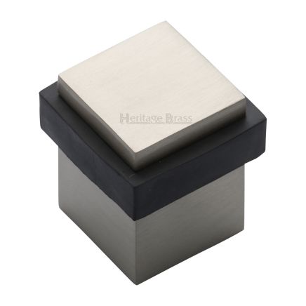 Heritage Brass Door Stop Square Floor Mounted Design Satin Nickel Finish
