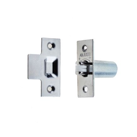 Jedo Adjustable Rollerbolt Catches with Nylon Roller 36mm Polished Chrome - By Frelan Hardware - J8075PC