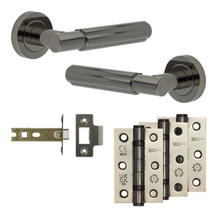 Complete Bloom Door Handle Pack - Internal Doors - Black Nickel - 76mm / 3-inch Hinges - JE-B3B-BN