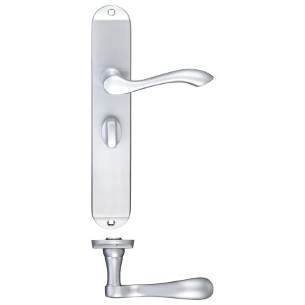 Zoo Hardware Arundel Lever Bathroom (57mm c/c) Furniture - Long Plate - Satin Chrome