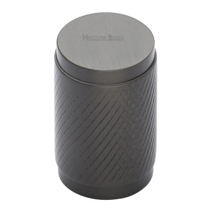 Heritage Brass Cabinet Knob Cylindric Knurled Design 21mm Matt Bronze finish
