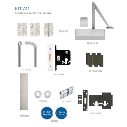 Zoo Hardware Fire Door Pack - FDP-A11-30/60 - Corridor - Locking - Architectural Version - Inc ZDC0024S