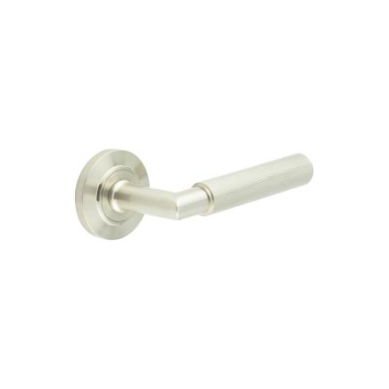 Piccadilly Door Handle on Chamfered Rose Satin Nickel - By Frelan Hardware - BUR40KIT314