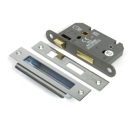 Polished Chrome 2½" Heavy Duty Bathroom Mortice Lock
