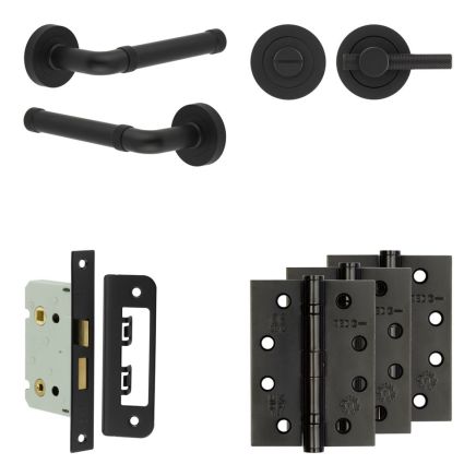 Complete Midtown Door Handle Pack - Bathroom - Black - By Frelan Hardware - JE-G5A1-MB